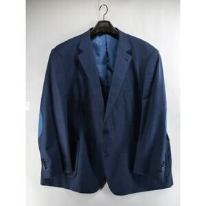 Oak Hill Houndstooth Blazer Sport Coat 3XL 54/56R Blue Elbow Patch